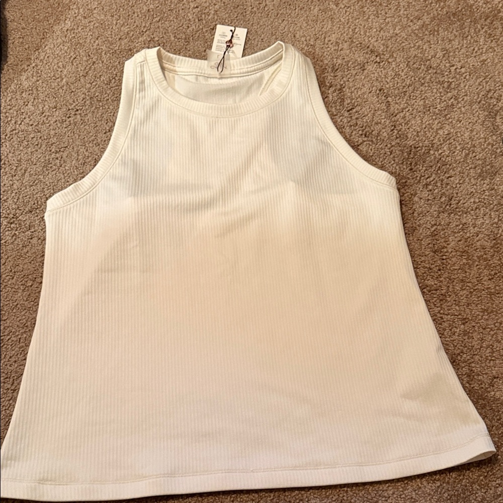 CALIA by Carrie Underwood Cream Ribbed Tank